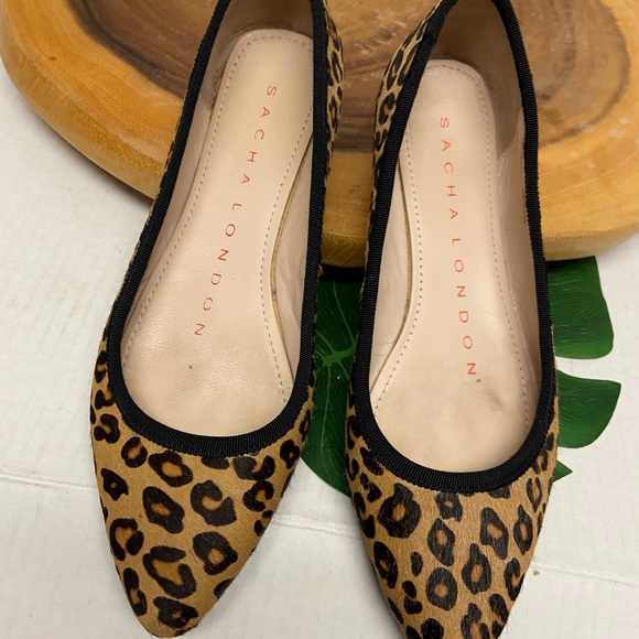 Sasha London BALLET Leopard Print dyed Pony Hair Ballet Flats - Picture 4 of 9